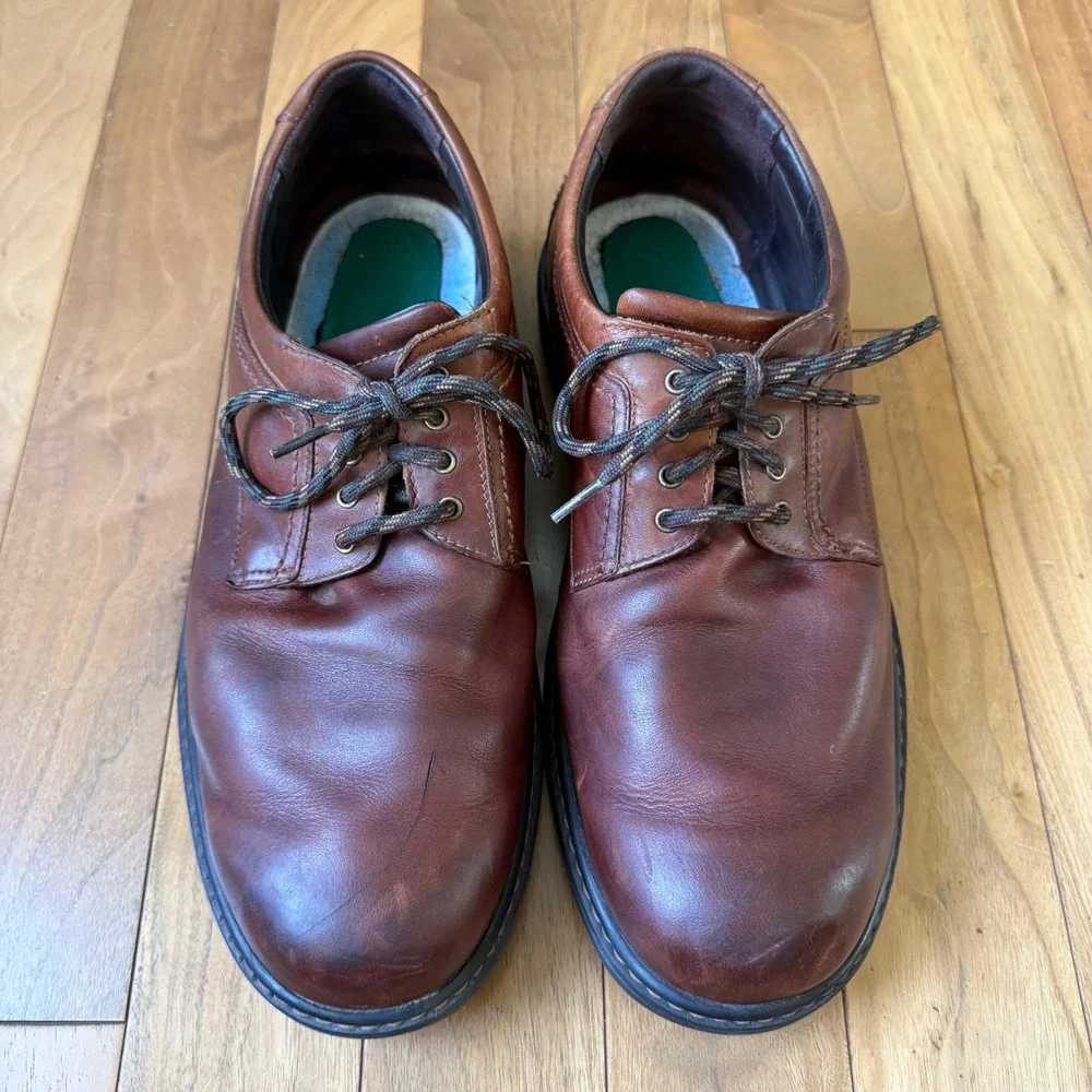 SAS Ambassador Oxford Men 11.5 Brown Leather Shoes Vibram Sole READ No Insoles